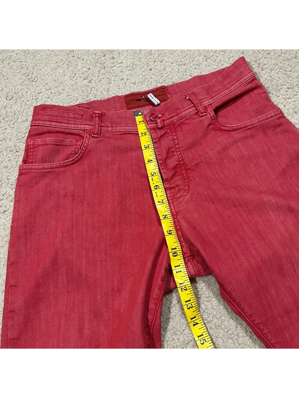 Kiton Mens Red Stretch Jeans Size 33